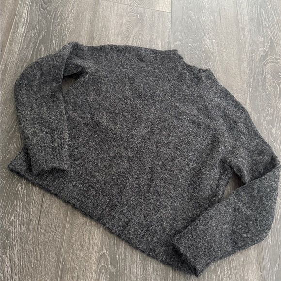 Worn Once! Banana Republic Heathered Black Fuzzy Mock Neck Sweater - Small - Picture 3 of 8